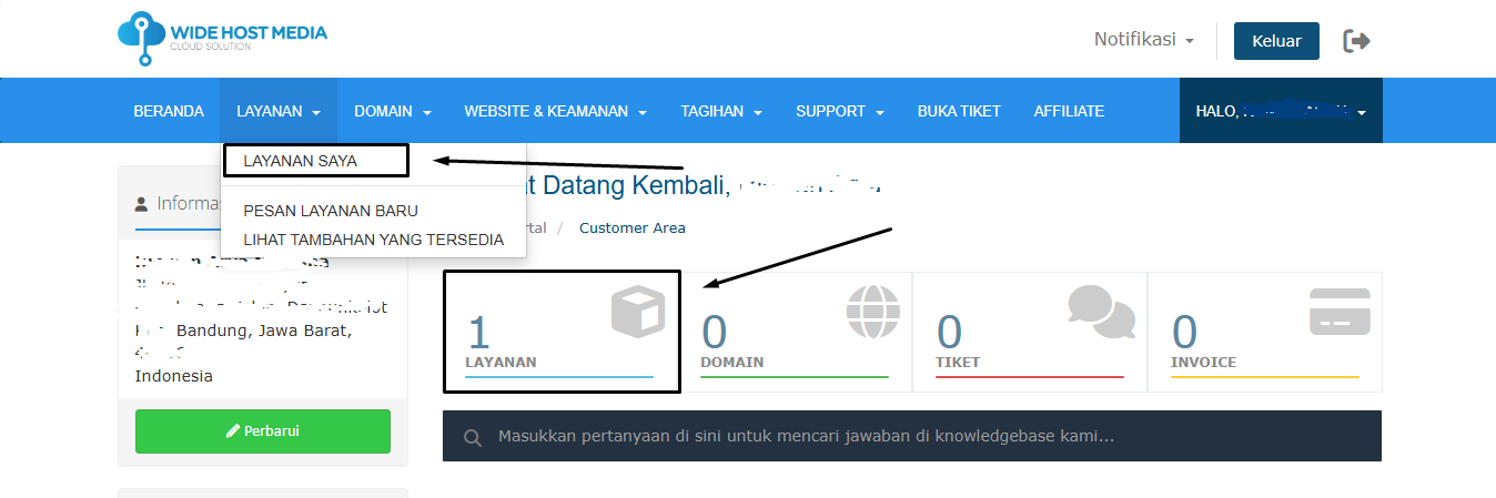 Client area services