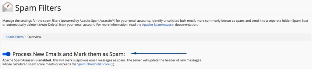 cara untuk mengaktifkan fitur spam filters