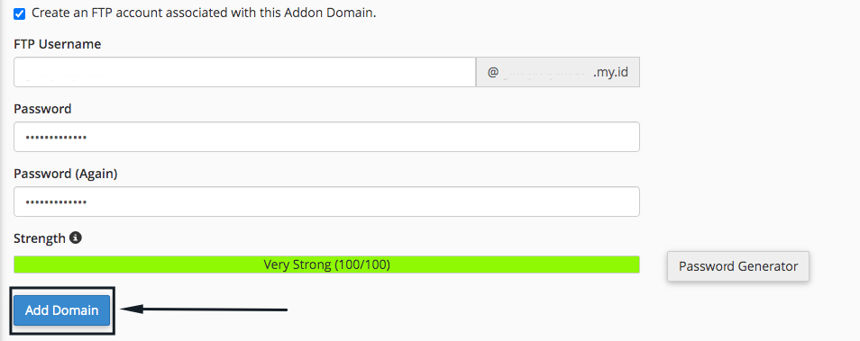 Cara menambahkan akun FTP pada addon domain