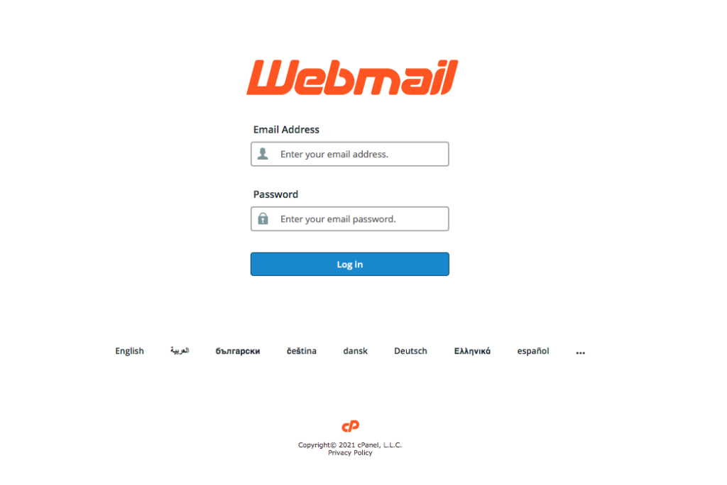Log in webmail