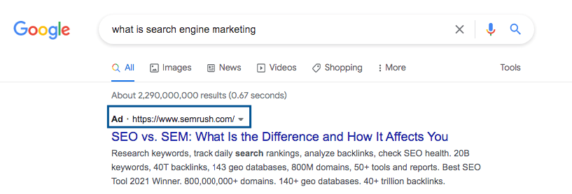 Contoh search engine marketing (SEM)